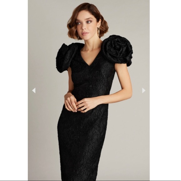 Tadashi Shoji Sachar Rosette Sleeve Dress - Picture 3 of 9